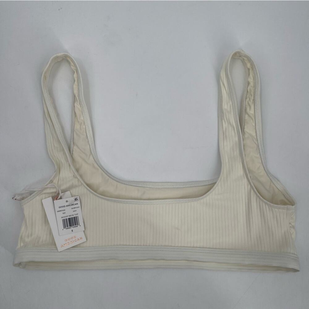 GOOD AMERICAN Bikini Top 2XL Curvy Plus Size Ribbed Scoop Neck Swim Ivory NWT - Picture 4 of 15
